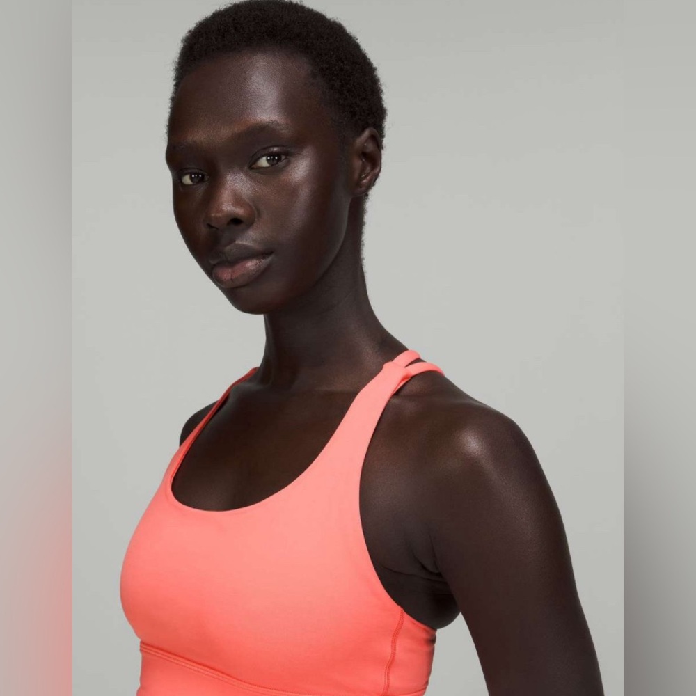 Lululemon Energy Longline Bra *Medium Support, B–D Cups Raspberry Cream Orange - Picture 2 of 9